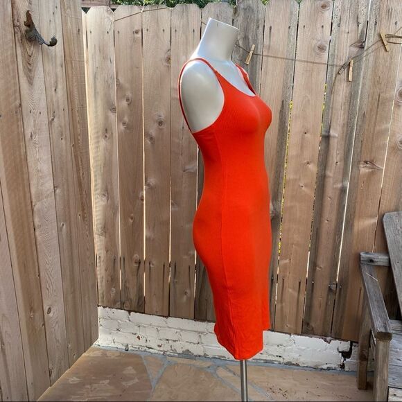H&M orange ribbed midi dress size small - Picture 4 of 11